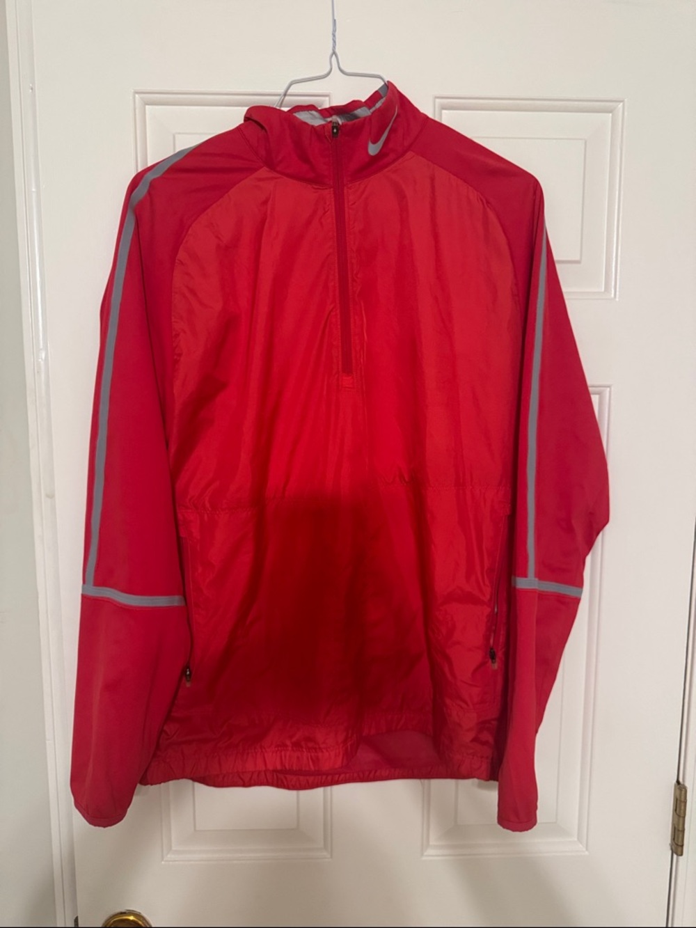 Nike Red Men’s Half-Zip Windbreaker with Reflective Trim